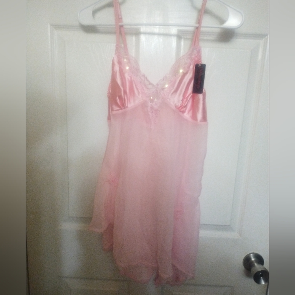 Pink Lace Women's Teddy And Thong